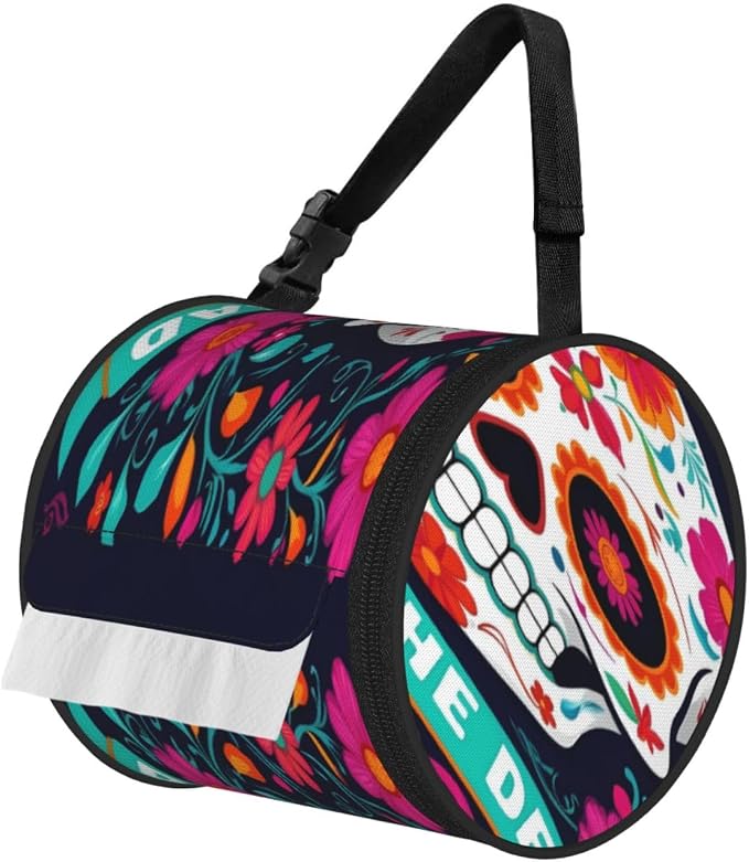 Dead Day Party Print Hanging Toilet Paper Storage Bag, Portable Roll Holder for Camping Rv Bathroom - skull toilet paper