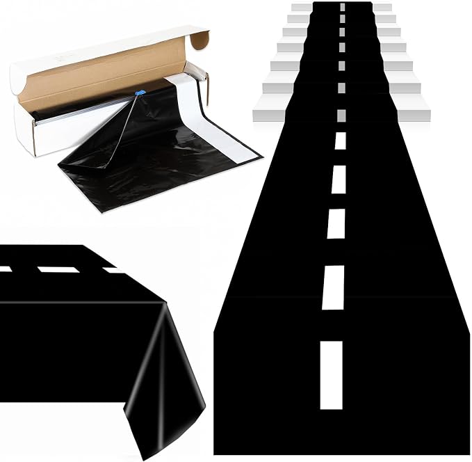 100 Ft x 54 Inch Racing Car Road Floor Runner Carpet with Cutter Box Large Racetrack Floor Running Racer Wall Backdrop Tablecloth Roll for Halloween Racing Theme Birthday Games Party Decorations - skull carpet