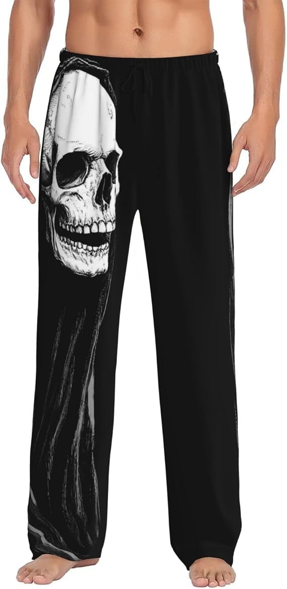 Gothic Skull Drape Print Men'S Pajama Pants,Sleepwear Pants,Lounge Pants For Men With Drawstring & Pockets- - skull pajamas