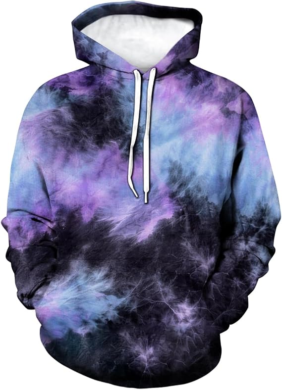 Unisex Hip Hop Tie Dye Hoodies for Men Hipster Graphic Sweatshirt Pullover Long Sleeve with Pocket - skull hoodie
