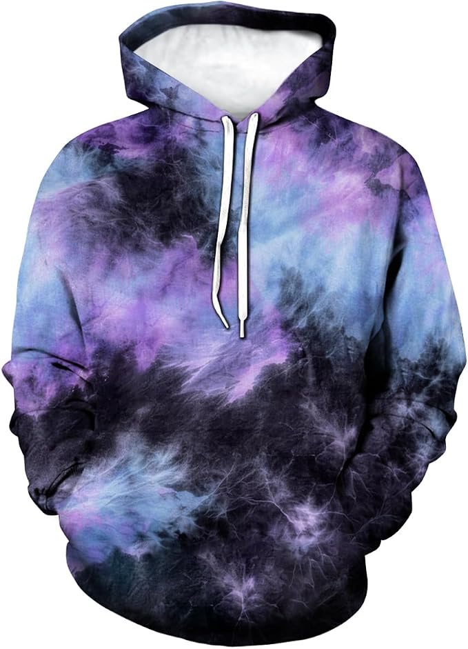 Unisex Hip Hop Tie Dye Hoodies for Men Hipster Graphic Sweatshirt Pullover Long Sleeve with Pocket - skull sweatshirts