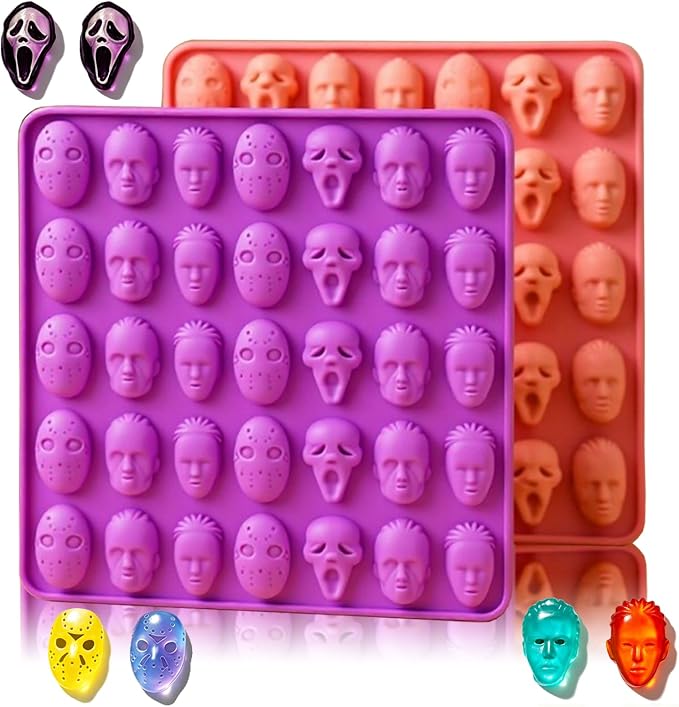 Skull Chocolate Molds Silicone Gummy Skull Candy Molds Non-Stick Halloween Silicone Molds for Jelly Ice Cube Cookie Baking - skull ashtray
