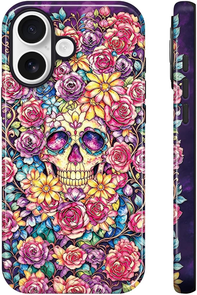 Lumen for iPhone 17 Case, Compatible with Magsafe, Skull Floral Sugar Day - Skull phone case