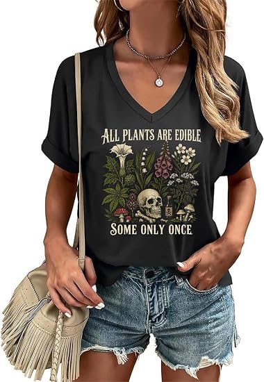 Butovek Womens Fall Halloween Thanksgiving V Neck Shirt