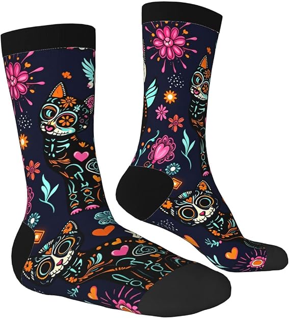 Gkyygk Sports Socks for Men Women Soft Novelty Crew Socks Birthday Gifts for Friends Lovers - sugar skull costume