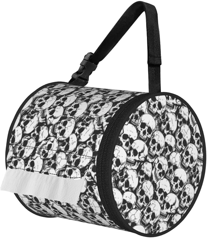Skull Art Aesthetic (7) Print Hanging Toilet Paper Holder,Reusable Tissue Cover,Portable Paper Roll Holder for Car Home Camping Travel - skull toilet paper