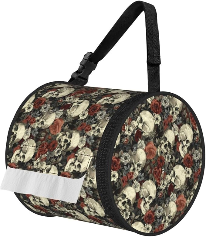 Skull Art Aesthetic (8) Print Hanging Toilet Paper Holder,Reusable Tissue Cover,Portable Paper Roll Holder for Car Home Camping Travel - skull toilet paper