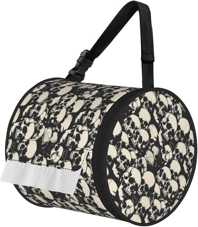 Skull Art Aesthetic (11) Print Hanging Toilet Paper Holder,Reusable Tissue Cover,Portable Paper Roll Holder for Car Home Camping Travel - skull toilet paper