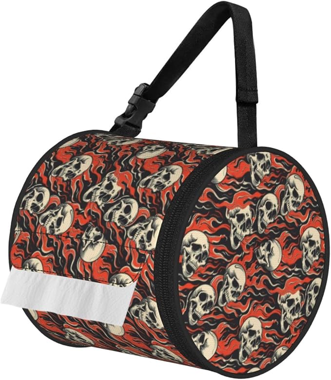 Skull Art Aesthetic (9) Print Hanging Toilet Paper Holder,Reusable Tissue Cover,Portable Paper Roll Holder for Car Home Camping Travel - skull toilet paper