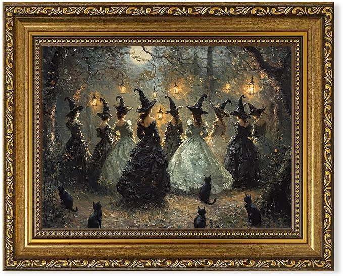 Halloween Vintage Ghost in Countryside Landscape Canvas Wall Art 8×10 in