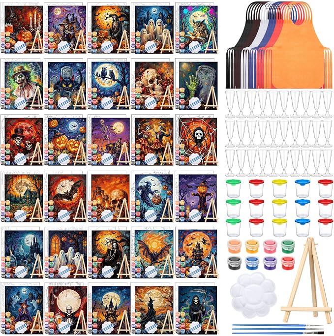 Sherr 285 Pcs 30 Sets Sip and Paint Kit for Adults,Halloween