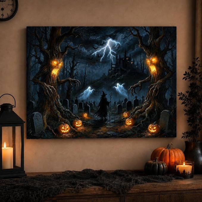 Artiluxy Halloween Lighted Canvas Wall Art, 15 x 20 Inch