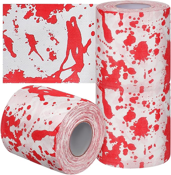 VICASKY 3 Rolls Halloween Bloodstain Toilet Paper Funny Gifts for Prank