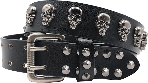 Y2k Genuine Leather Belt for Men Women, Studded Belt Punk Rock Goth Waist Belt for Jeans Dress Pants Skirt