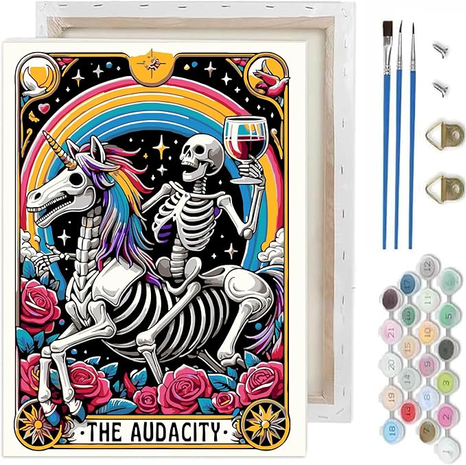 Skull Paint by Numbers Kit for Adults, DIY Canvas Oil Painting 10x12In - skull painting