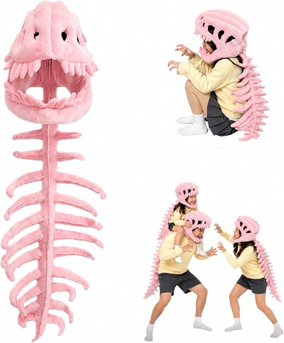 Dinosaur Skeleton Costume, 3D Spinosaurus Skull Mask with Plush Spine Tail for Halloween Cosplay and Party Dress Up - sugar skull costume