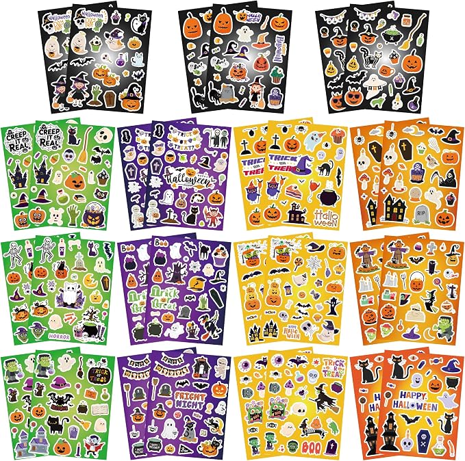 30 Sheets 700Pcs Halloween Stickers Bulk for Halloween Party Favors Gifts - skull sticker