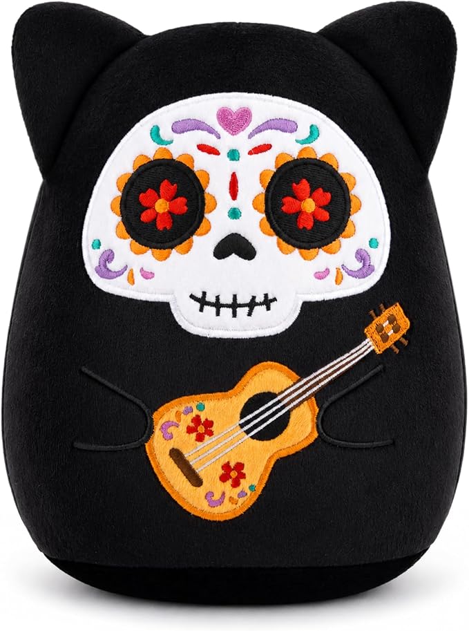 Black Cat Plush - Day of The Dead Plush - skull figurine