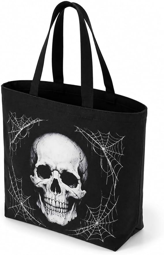 Halloween Skull Tote Bag, Trick or Treat Bag for Parties - skull suitcase