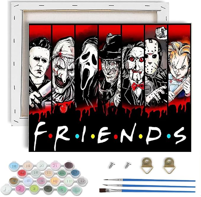 Horror Paint by Numbers Kit for Adults Beginner with Framed 10x12 Inch - skull painting
