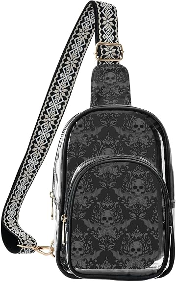 Clear Crossbody Sling Bag Shoulder Chest Bags - skull suitcase