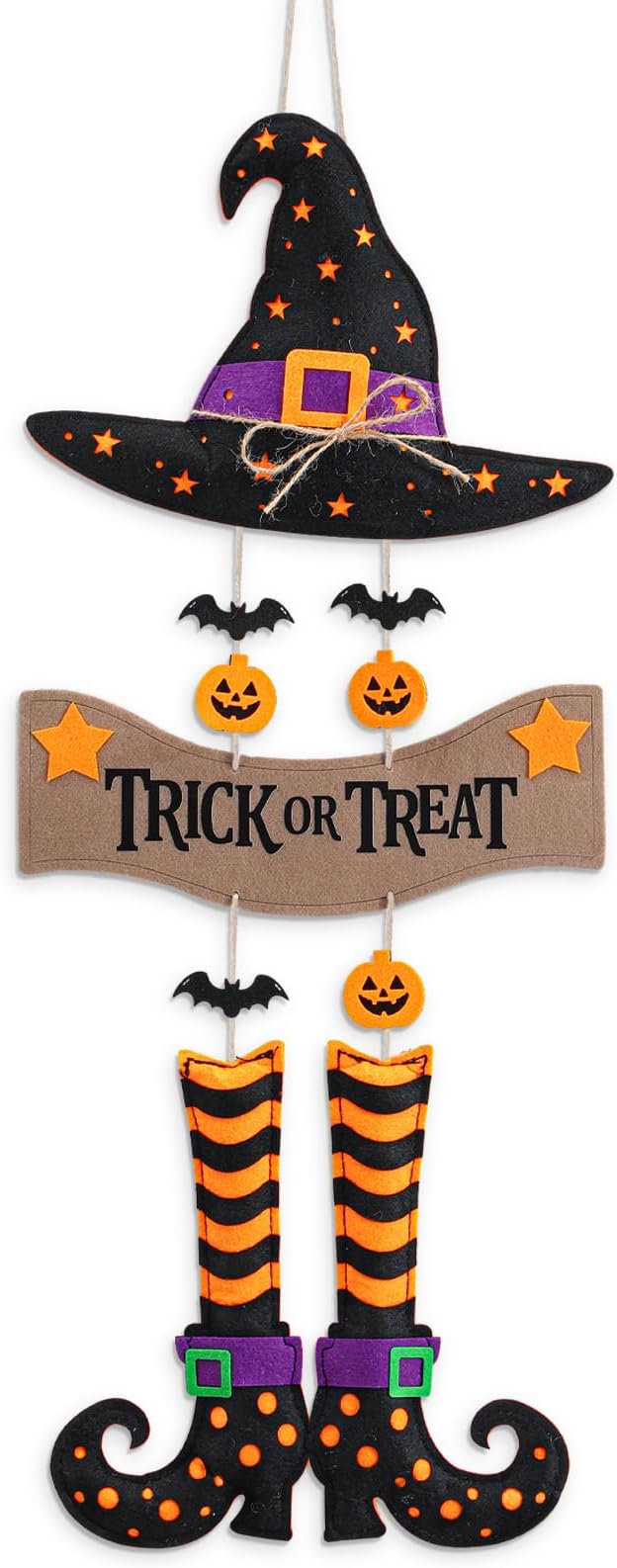 Moukeren Felt Halloween Witch Door Sign Halloween Wreath for Front Door
