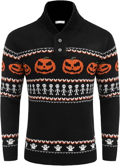 COOFANDY Men's Ugly Christmas Sweater Snowflake Knitted Xmas Pullover - skull sweatshirts