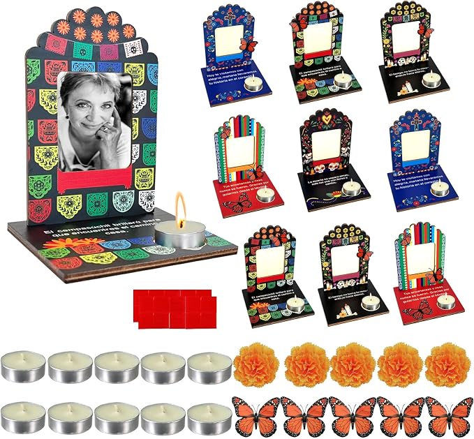 Day of the Dead Picture Frames Dia de los Muertos Mini Ofrenda Kit - skull candle