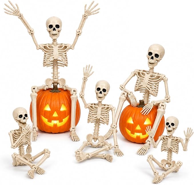 2 x 36''+ 1 x 24''+ 2 x 16'' Halloween Posable Skeleton Decorations, 5 Pack - skeleton