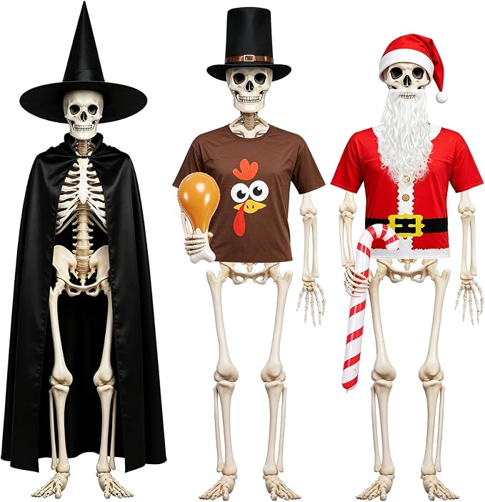 3Set 12 FT Skeleton Clothes Accessories 12ft Skeleton Outfits for Halloween - skeleton