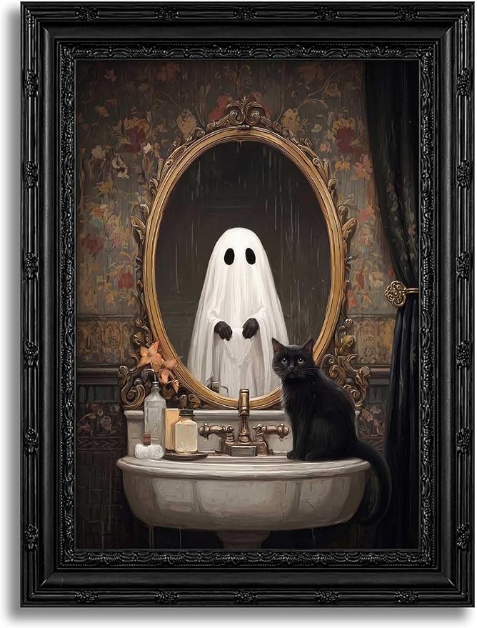 Framed Halloween Canvas Wall Art 12x16in - skull wall art