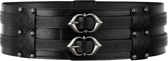 Wide Medieval Viking Belt with Pouch, Ren Faire Accessories Cosplay - skull wallet