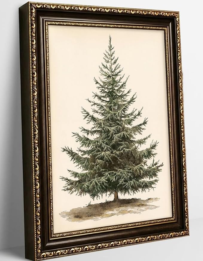 Framed-Vintage Christmas Tree Wall Art, 9×11 Inch - skull wall art