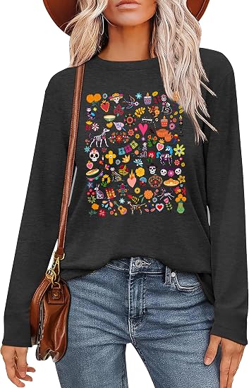 Dia De Los Muertos Shirt Women Day of The Dead Tshirts Sugar Skull Tees - skull leggings