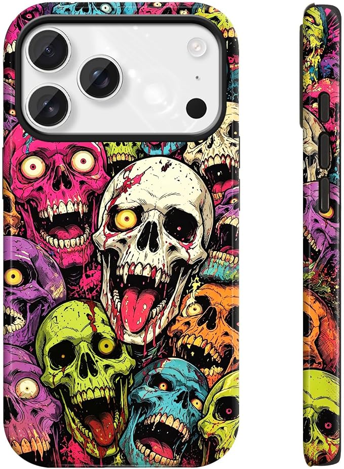 Gothic Horror Skull Graffiti Halloween Case for iPhone 17 Pro - Skull phone case
