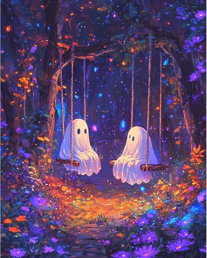 Halloween Paint by Numbers Kit for Adults,Includes All Supplies 20x16in - skull painting