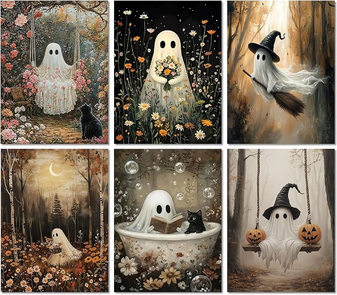 6 Pack Halloween Diamond Painting Kits for Adults, Diamond Art Kits Ghost - skull painting