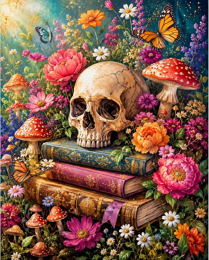 CRZMODE Skull Paint by Numbers Kit for Adults, Skull, 16x20 inch - skull painting