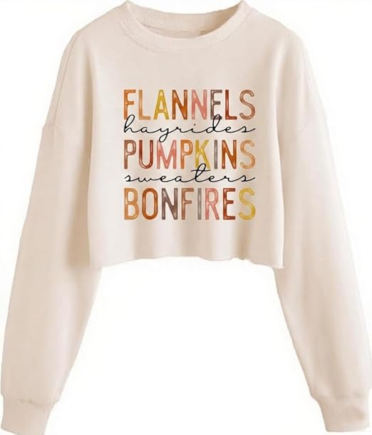 Womens Halloween Crop Sweatshirt Funny Fall Witch Spooky Pumpkin Graphic Pullover Long Sleeve Shirt - skull sweatshirts