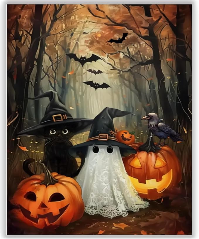 HITO Halloween Paint by Numbers Kit for Adults Ghost Frameless 16×20 Inch