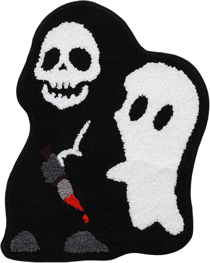 Skull Ghost Horror Bathroom Rug Funny Spooky Halloween Bathroom Decor