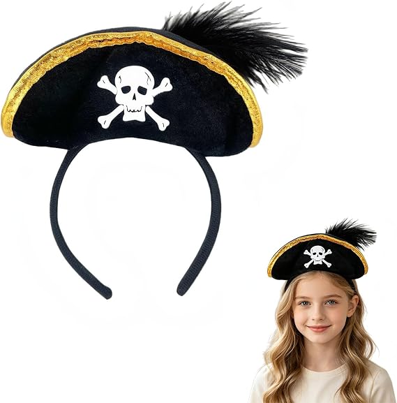 Pirate Captain Headband Halloween Skeleton Pattern Pirate Hair Accessories for Halloween Party Dress-up and Cosplay - skull headband