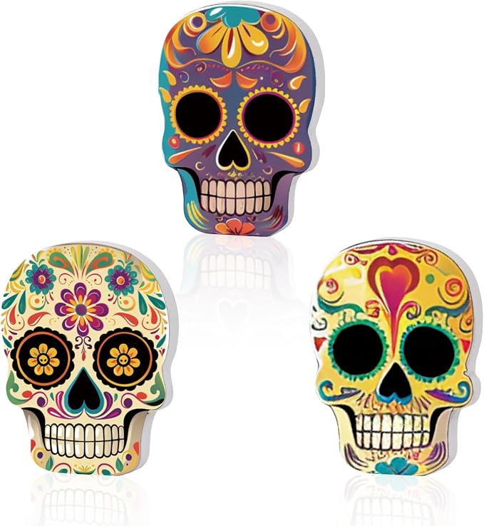 Smile Dia de los Muertos Wooden Block Decor - skull figurine