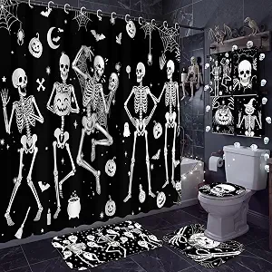 8 Pcs Halloween Shower Curtain Set for Bathroom Decor