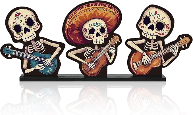 Smile Dia de los Muertos Wooden Standing Decor - skull coaster