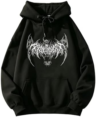 Y2k Graphic Hoodies Men Women Punk Casual Gothic Vintage Sweatshirt Tops - skull hoodie