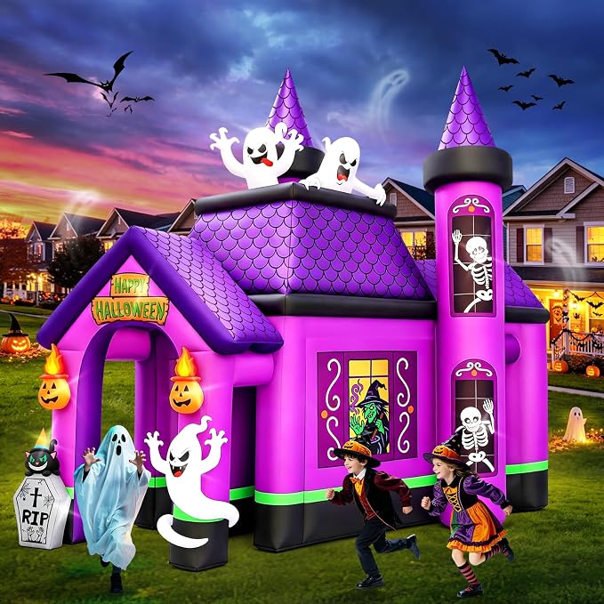 12FT Halloween Inflatable Archway, Kalolary Witch Haunted House Inflatables - skull inflatable