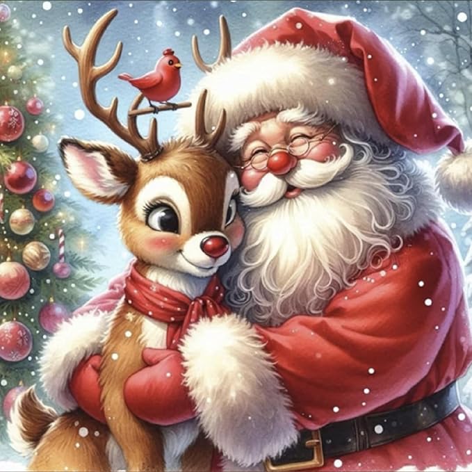 WCHUIMM Christmas Santa Claus Deer Diamond Painting Art Kit for Adults,Winter Diamond Art Painting for Beginners,Christmas Full Drill Round Gem Art Painting 12x12 Inch - skull painting