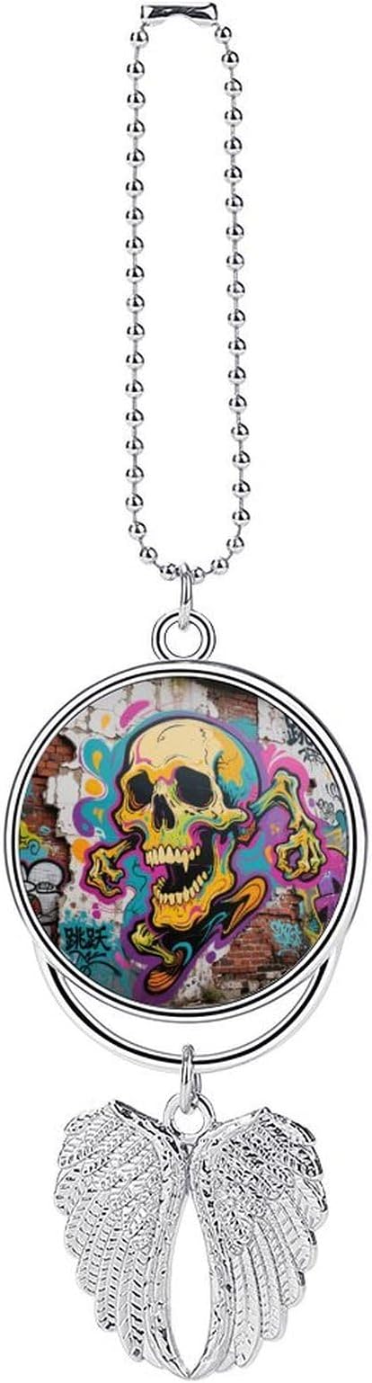 Skull Print Rear View Mirror Hanging Accessories Car Hanging Ornament Cute Car Accessories for Men Women Cars Mirror Decor Funny Truck Cars Pendant Auto Charms - skull lamp