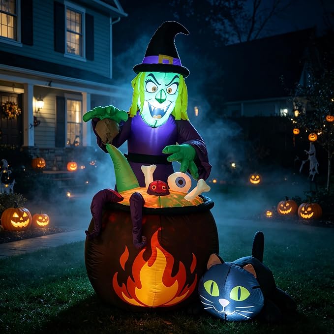 6Ft Inflatable Halloween Witch—Outdoor Yard Decoration